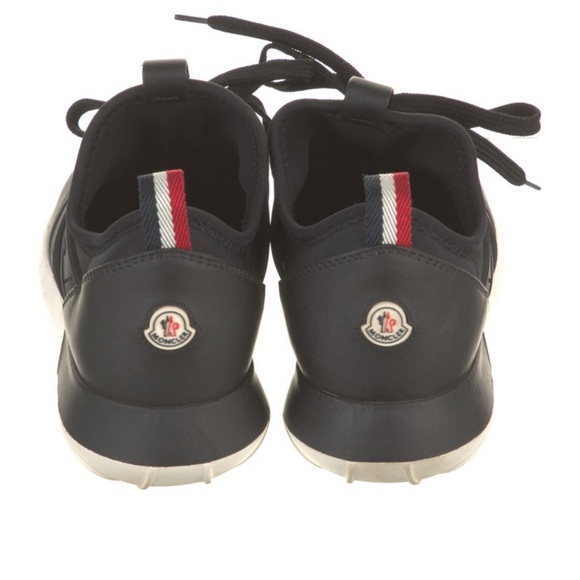 Moncler Shoes - Moncler Dark Black Sneakers with Red and White Details